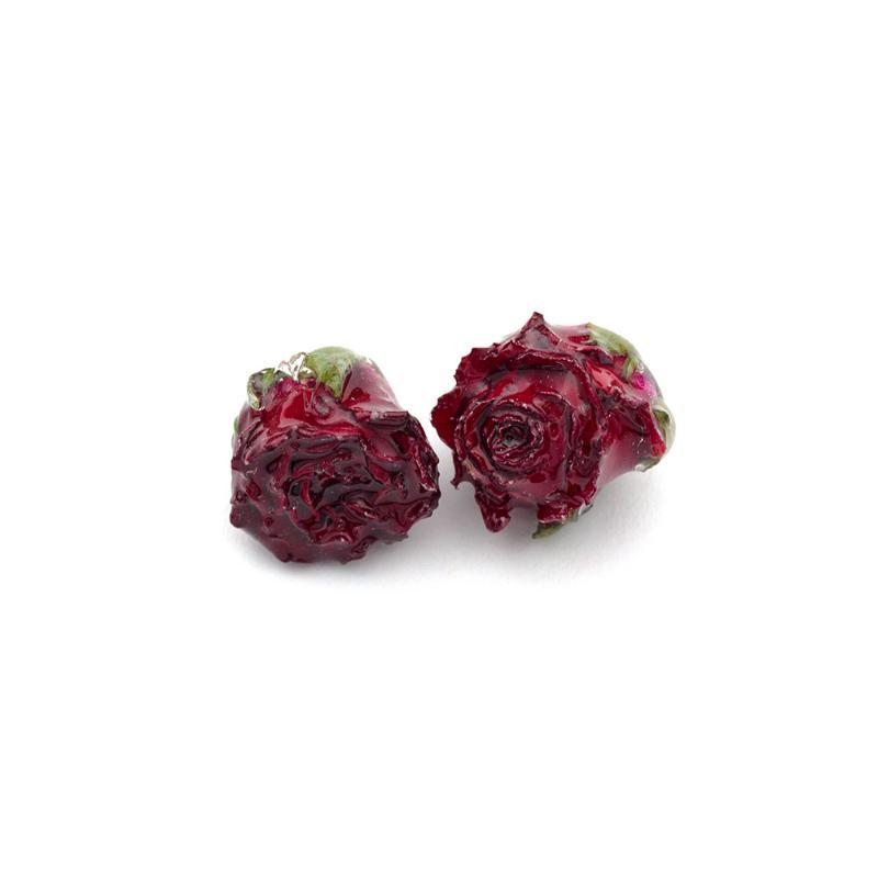 2 Pcs Real Rose Charms Set Rustic Natural Jewelry Making Material for DIY Earrings Boho Style Jewelry Crafting