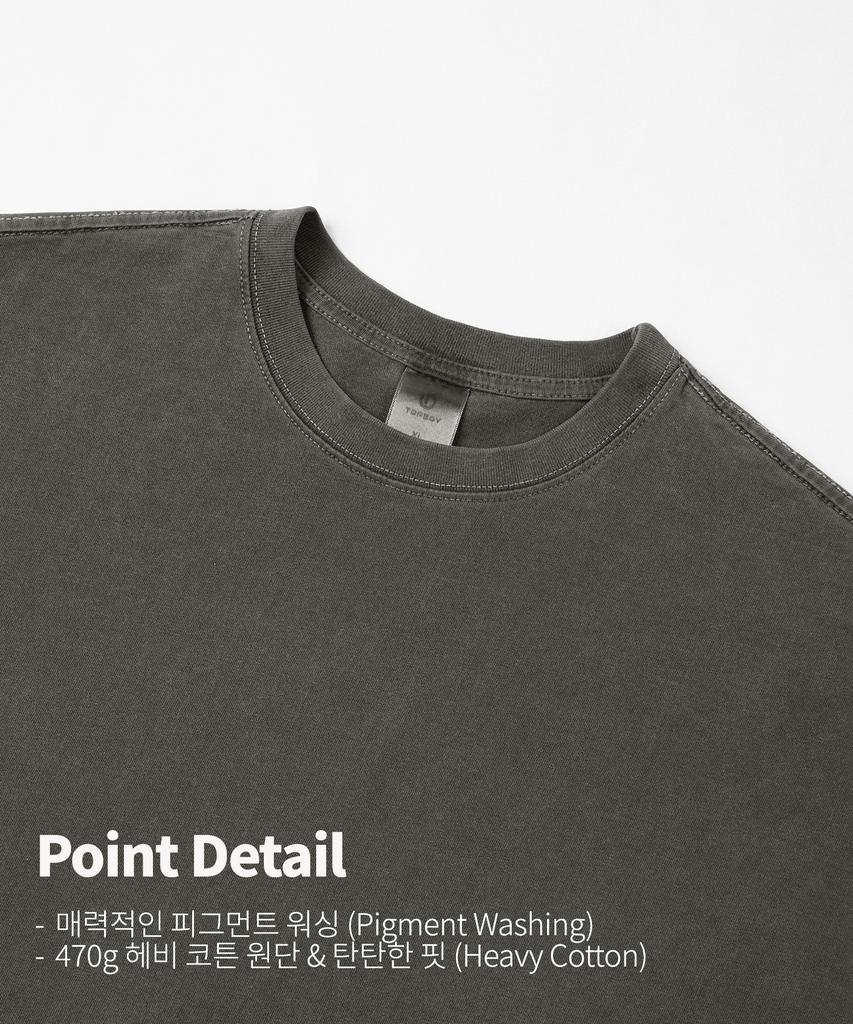 Top Boy Heavy Duty Pigment Oversized Short Sleeve T-Shirt Charcoal