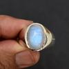 Blue Fire Rainbow Moonstone 925 Sterling Silver Signet Ring Jewelry, Handmade Fine Silver Moonstone Ring