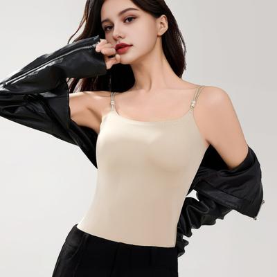 Canottiere da Donna con Reggiseno Integrato Imbottite Senza Maniche Spalline Sottili Canottiere Doppia Fodera Estive per Uscire Camicie Basic a Canotta