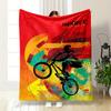 "Colorful BMX Bike Stunt Design" Patterned Flannel Blanket Perfect for the Bedroom Living Room, Sofa, or a Little Nap