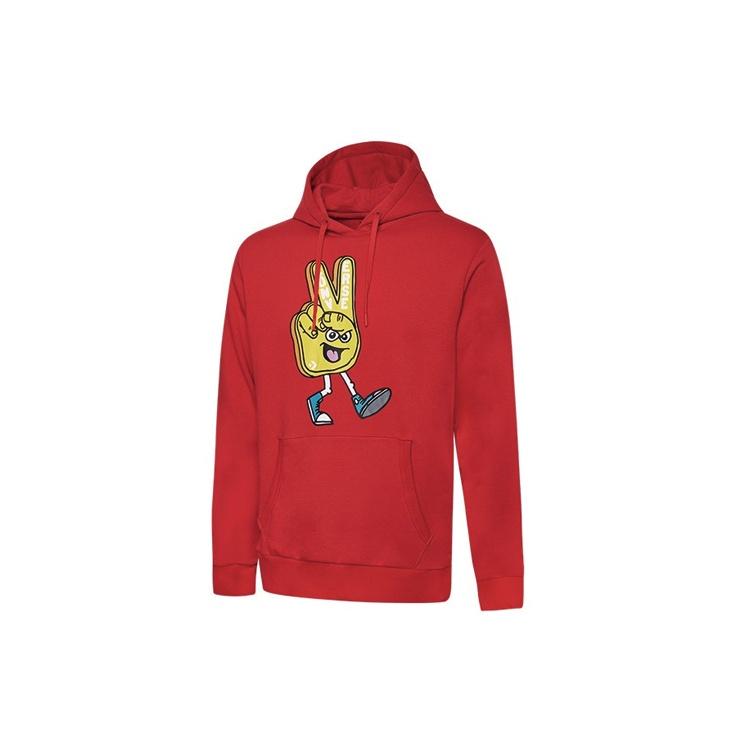 Converse Finger Letter Print Hooded Drawstring Sweatshirt Red Men s 10019083-A02 M