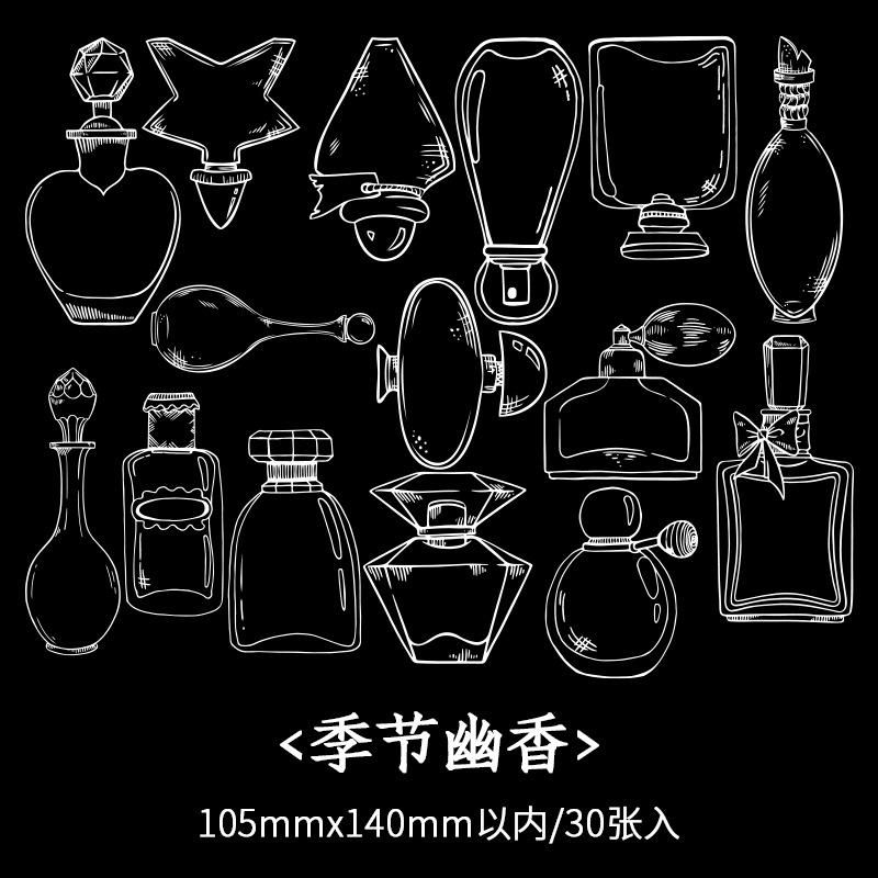 30 pcs Clear glass bottle PET Sticker Decorative collage Scrapbooking Diary Album Stationery Adhesive Labels Stickers