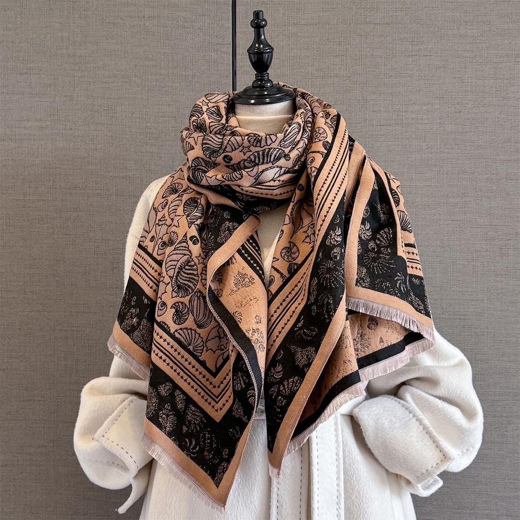 Autumn Winter Cashmere Scarf Women Two-Sided Cashew Flower Female Shawl Wrap Scarves Lady Thick Warm Blanket Echarpe Pashmina