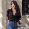 2026 Early Spring Elegant Black Satin Shirt - Petite, High-End Fashion for Women