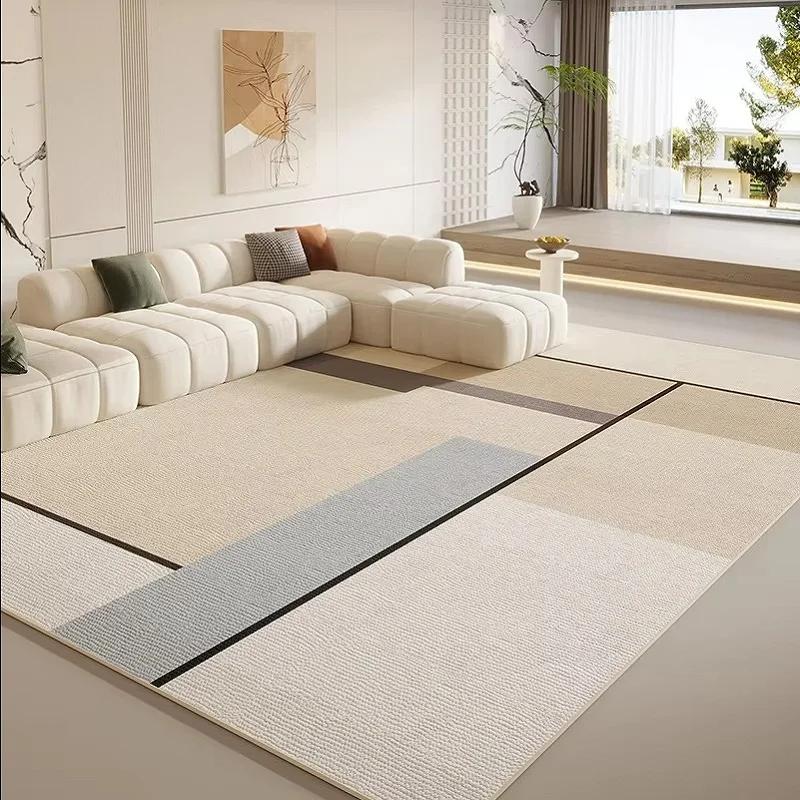 Cream Style Line Living Room Floor Mat, Large-Sized Sofa, Coffee Table Blanket, Bedroom Carpet, Home Decoration