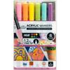 6 Piece Acrylic Markers Water Based Art Supplies Fine Point Non Toxic Multisurface Creative Crafting Drawing Colors