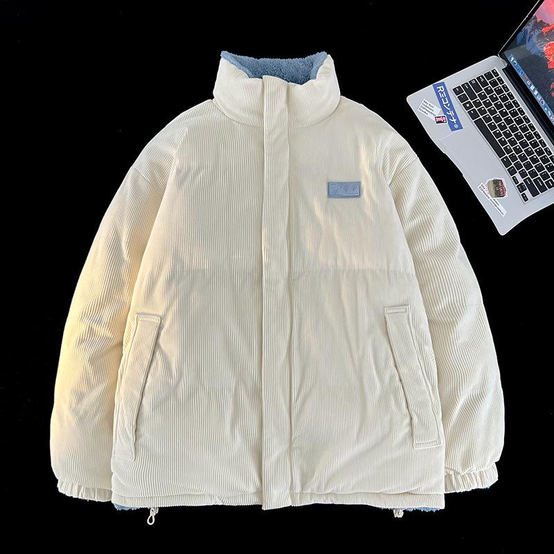 American-style stand-up collar trendy brand cotton-padded coat men's winter corduroy jacket lamb wool loose warm cotton-padded jacket