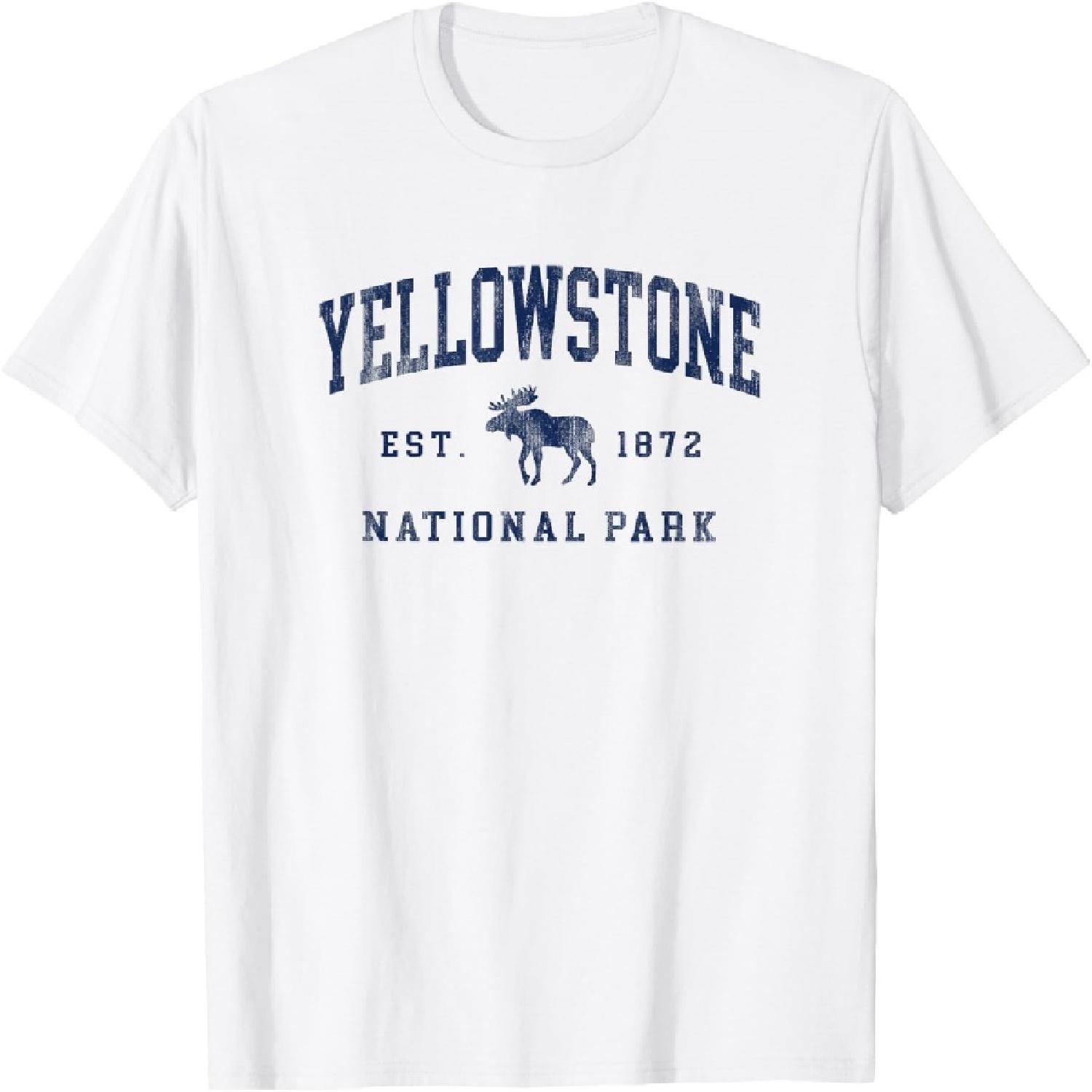 Национальный парк Йеллоустоун 1872 Пеший туризм Женская Мужская Графическая футболка(1) S
