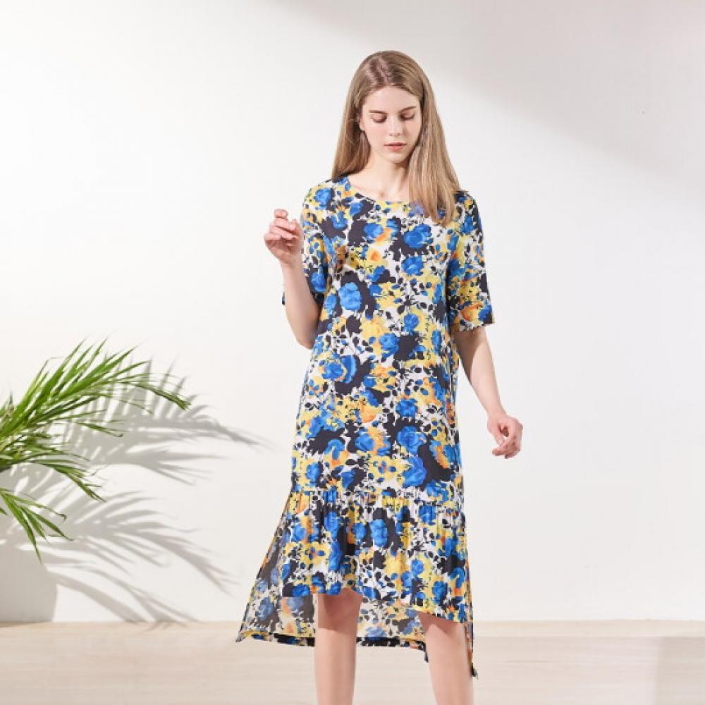 L Affair Fantastic fLower bLue Rayon Dress Lwofd133 Bu