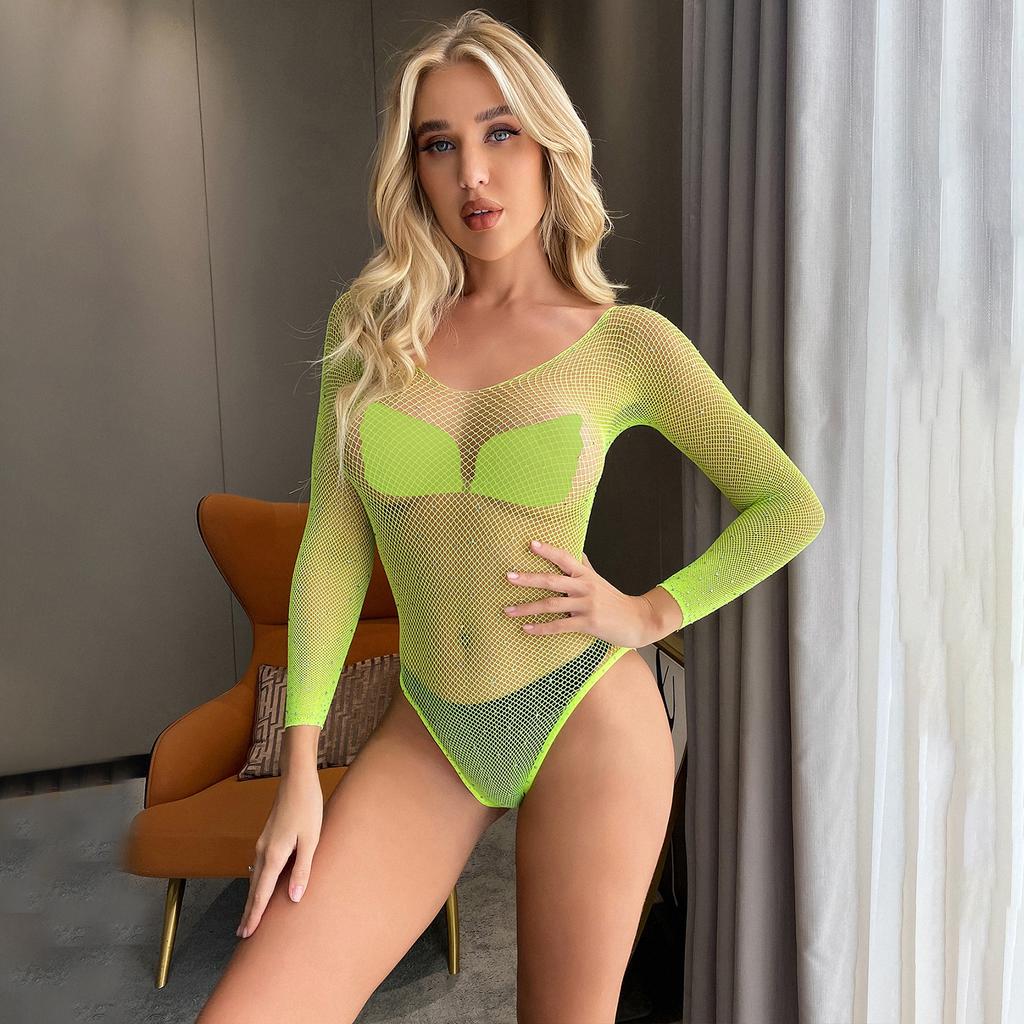 Club de noapte Sexy Hot Drill Bikini Plasa de pescuit Lenjerie erotica Femeie Diamond Bright Pasionate Tentation Uniforme