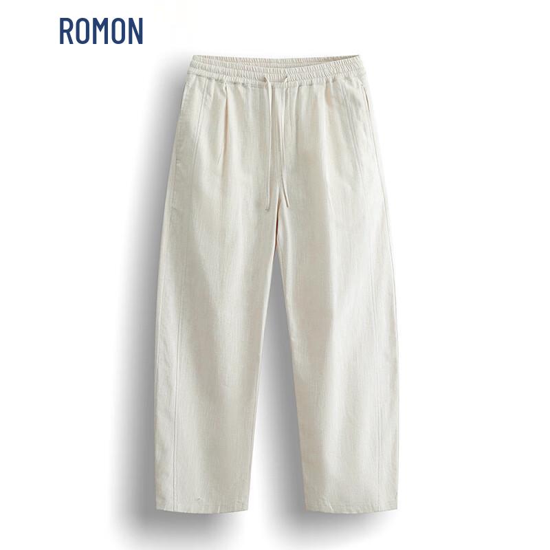 Romon Men s Chinese Style Cotton Linen Casual Pants M