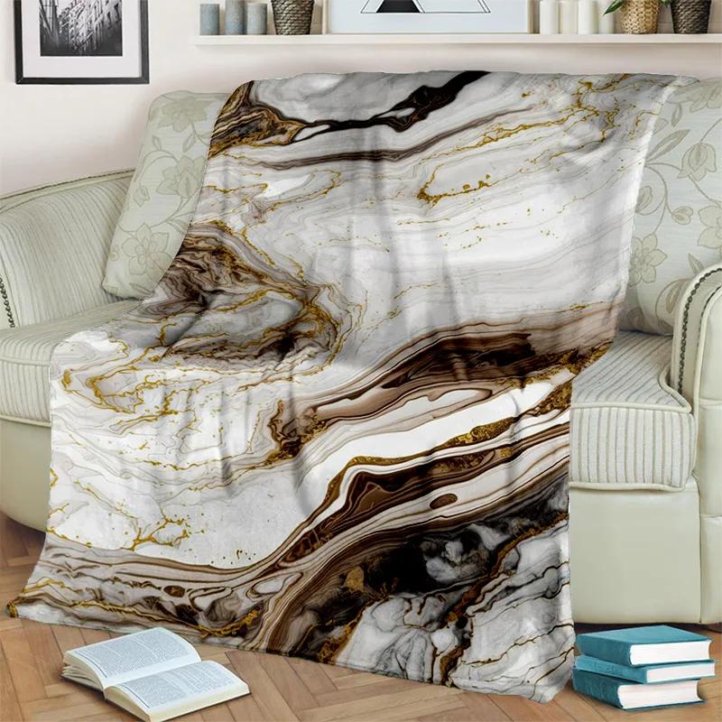 3D Lüks Renk Mavi Yeşil Altın Mermer Desen Battaniye, Ev Yatak Odası Yatak Kanepe Seyahat Kapak Battaniye Çocuk için Yumuşak Atmak Battaniye