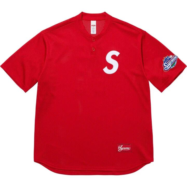 Supreme S Logo Baseball Henley Red L