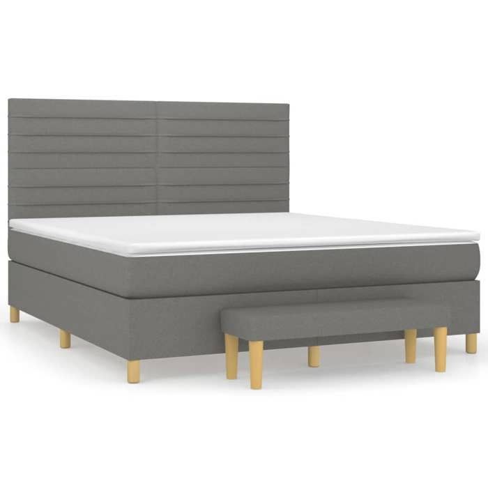 Exclusive House - Bed Slat Base with Mattress Dark Grey 180x200cm Fabric