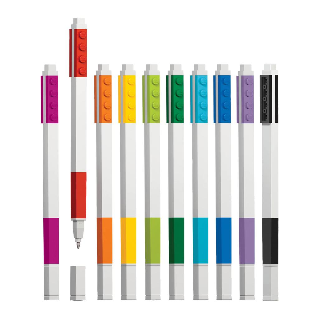 IQ 2.0 Series Stationery 0.7mm Gel Pens, 10-Color Set with Building Blocks, Art Set for Drawing, Doodles, Kids Gifts, School Supplies, and Office Use