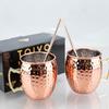500Ml Pure Copper Cup Moscow Mule Handcrafted Moscow Mule Mugs Hammered Thickened Drum Cup Mules Cocktails Coffee Beer