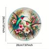 Vintage Hummingbird Floral Metal Wall Art Round Sign Home Office Decor