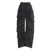 Autumn 2025 Women's High-Waisted Wide-Leg Jeans with Large Pockets and Casual Style
