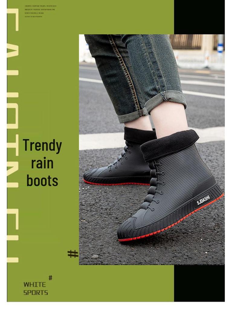 2023 Men's Fashion Short Rain Boots: Waterproof, Non-slip Rubber Shoes for Couples