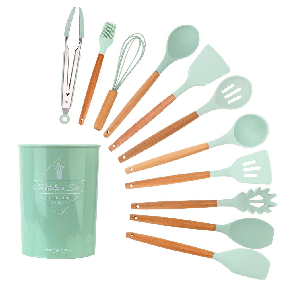 Kitchenware Set Kitchen Utensil Set Cooking Tools Silicone Wooden Handle 12Pcs/set Kitchen Tools