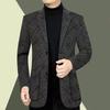 Men Jacket Turn-down Collar Long Sleeve Pockets Single-breasted Thick Warm Cardigan Loose Plus Size Mid Length Casual Business Style Men Coat