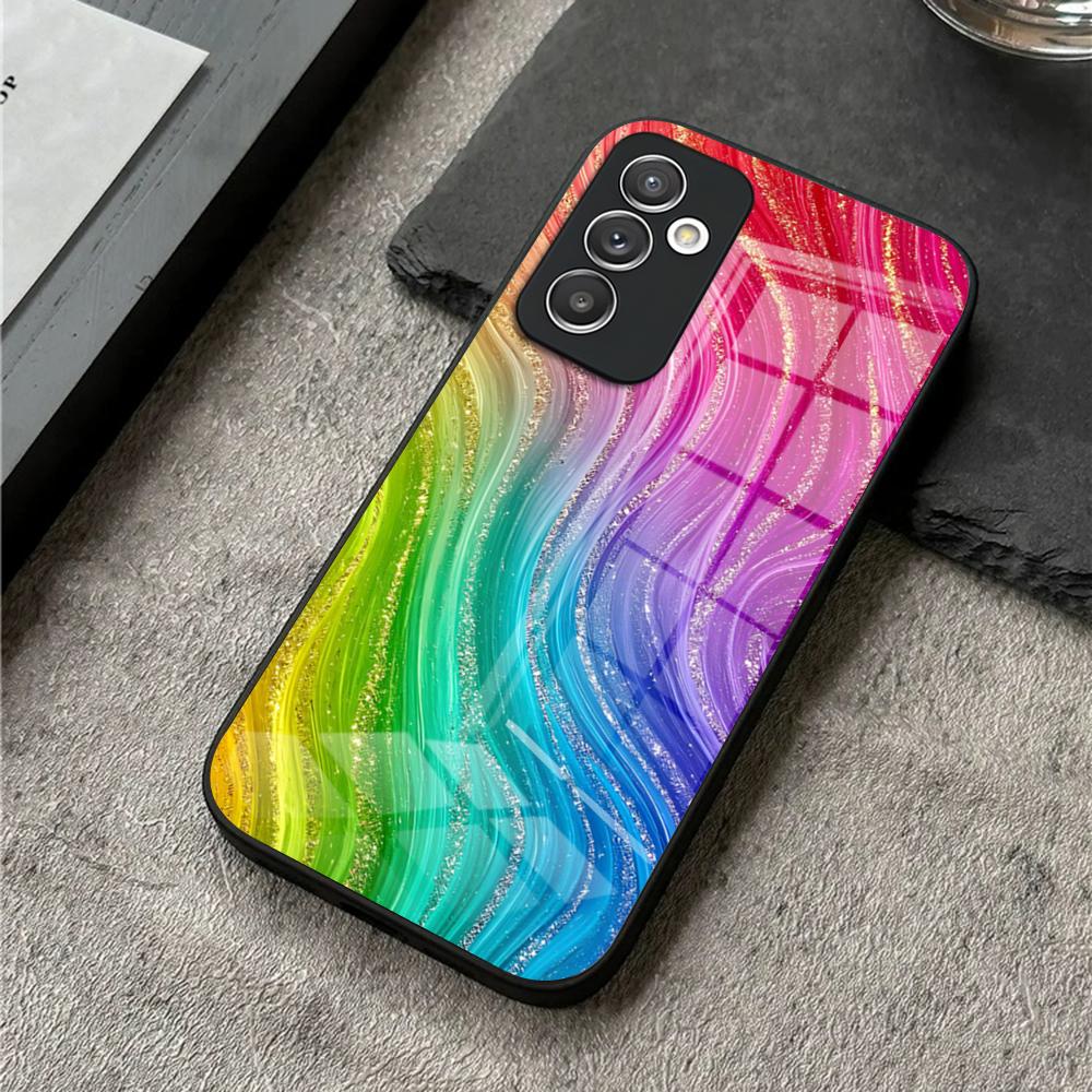 Colorful Rainbow Stripe Phone Case For S25 Ultra Samsung S26 S23 S24 Plus S22 S20 S21 Fe A54 A34 A53 A16 Glass Cover