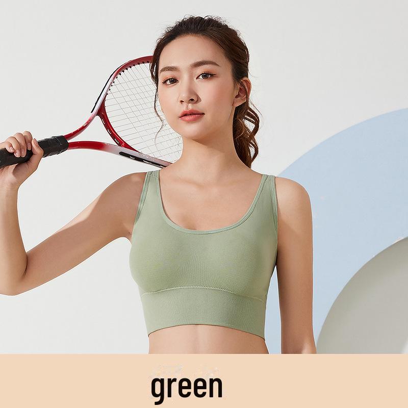 "Seamless Wire-Free Sports Bra: Perfect for Leisure, Fitness, Yoga, Running, with Anti-Shock Cushioning and Stylish Hollow Back Design"