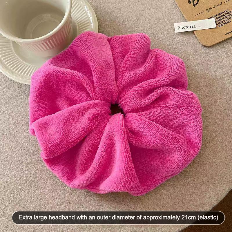Vintage Solid Color Large Hair Scrunchies For Women Girls  High Absorbency Plush Elastic Hair Rope Sweet Hair Accessories