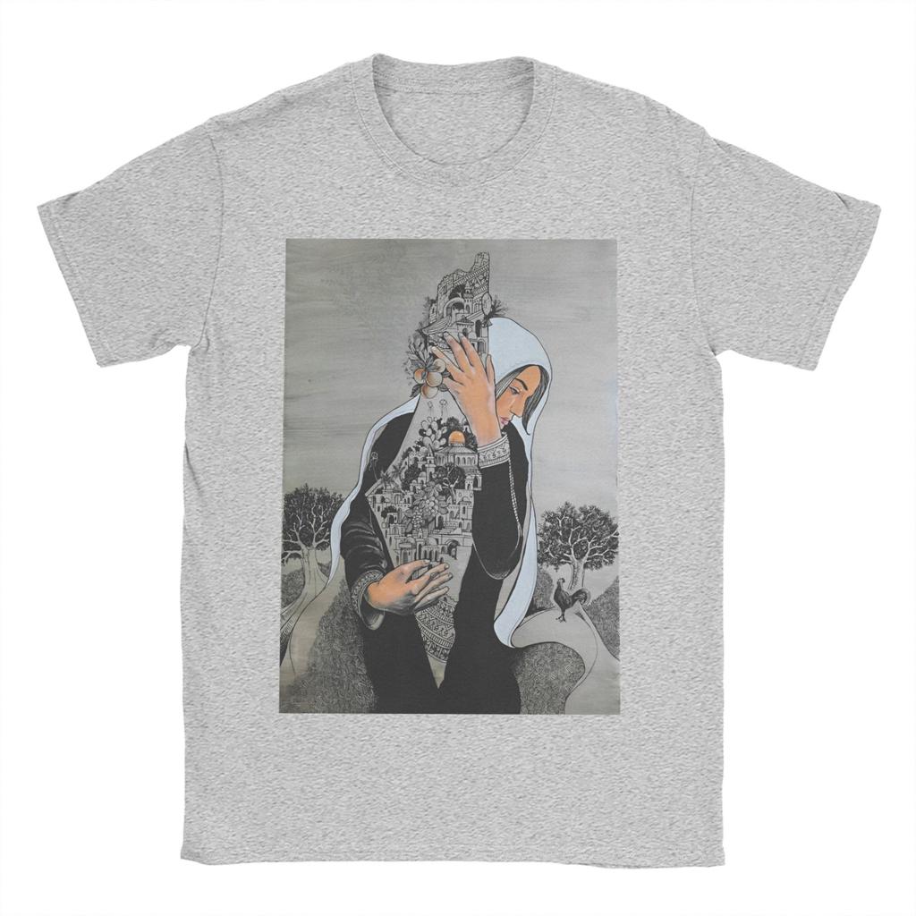 Palestined Woman Keffiye T Shirt Beach Fashion T Shirts Men Pure Cotton O Neck Oversize Tees Short Sleeve Y2K Basic Tshirt