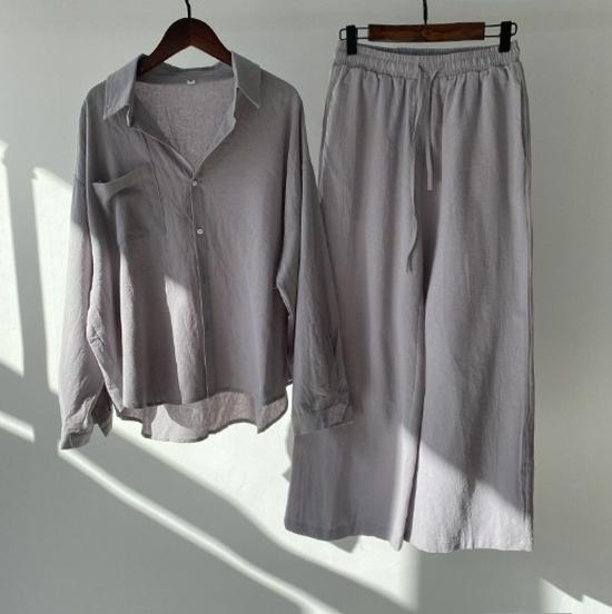 Spring & Autumn Trendy Women's Two-Piece Cardigan Set - Long Sleeve Solid Apricot