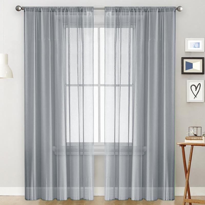 

Modern Solid Color Sheer Curtain with Light Filtering Privacy Fabric for Living Room Bedroom French Window Home Decoration 140 x 260cm