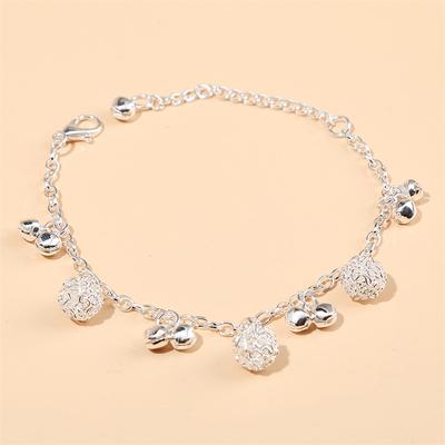 Neue Silber Überzogene Armband Mode Glocke Charme Perlen Anhänger Kette Armband Für Frauen Mädchen Schmuck Geschenk