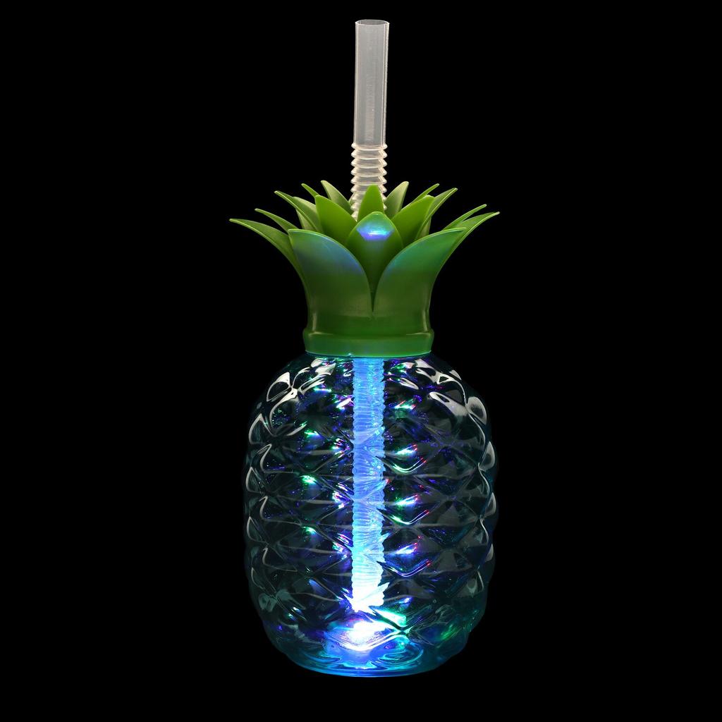 1PCS Tropical-Theme Plastic Cup Coconut Tree Pineapple Shape Bottle Drinking Cups With Lids And Straws Child Waterbottle