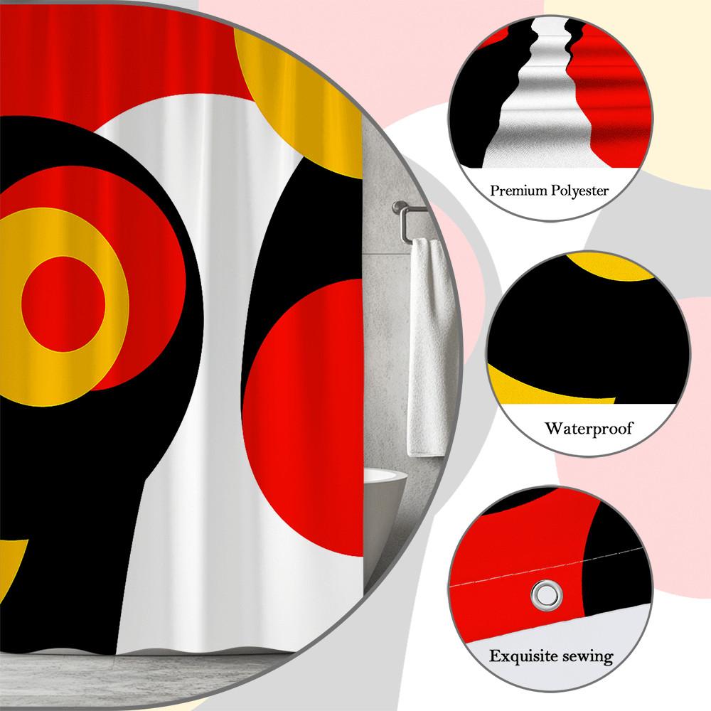 Abstract Geometric Circles Shower Curtain Machine Washable All Season Waterproof Privacy Protection Modern Art Design Creative