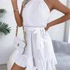 2026 Spring/Summer Women's Sleeveless Waist Cinched Ruffle A-Line Skirt S-XL