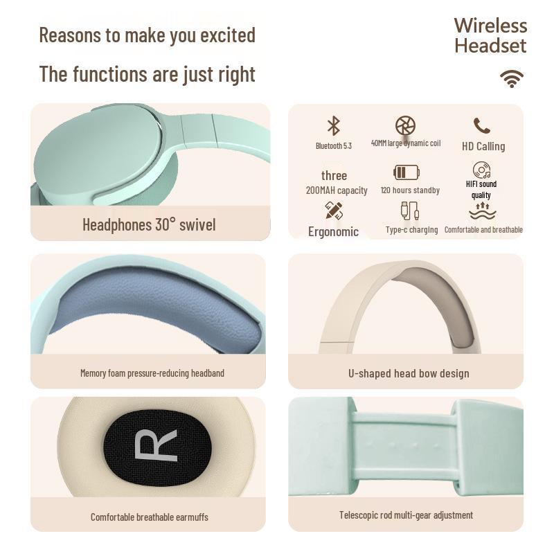 Over-Ear Bluetooth-Kopfhörer mit langer Akkulaufzeit, kompatibel mit Apple-Telefonen