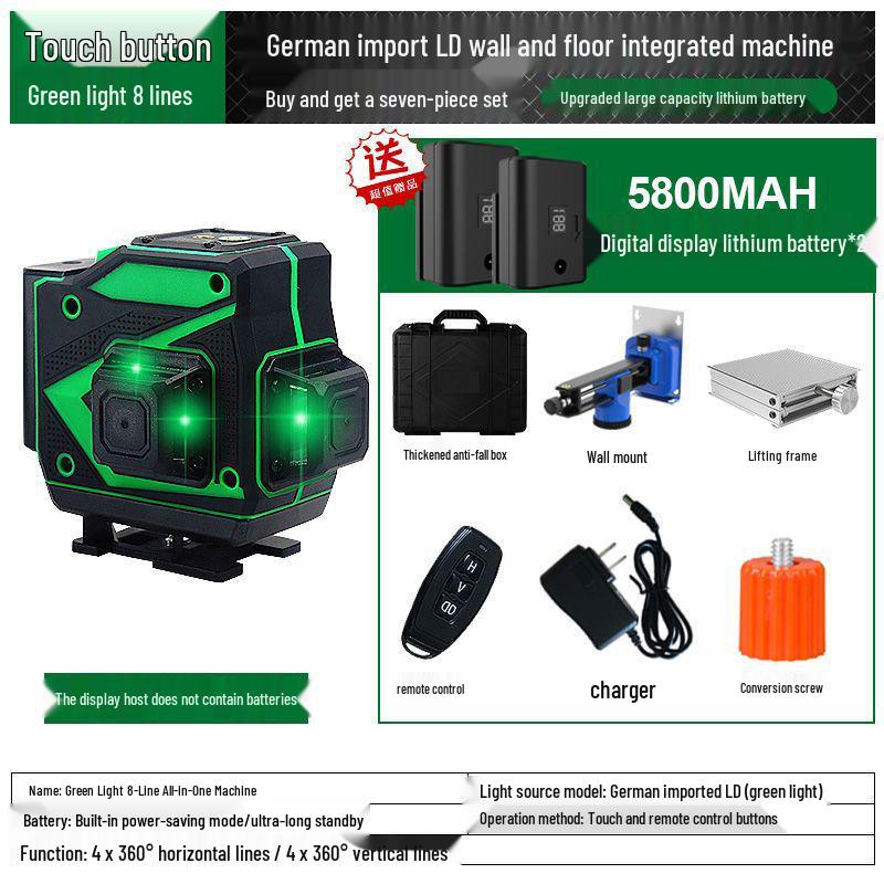 High-Precision Laser Level with Green Light, 12-16 Lines, for Walls and Floors, Automatic Leveling