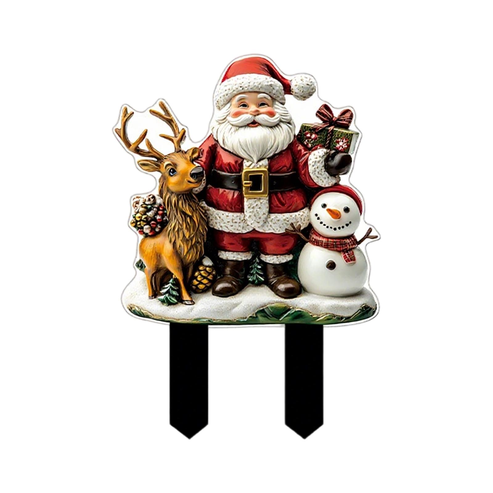 

Кот в рождественской шляпе 2D плоский акриловый рождественский тематический садовый декор для двери и окна, праздничные украшения One Size