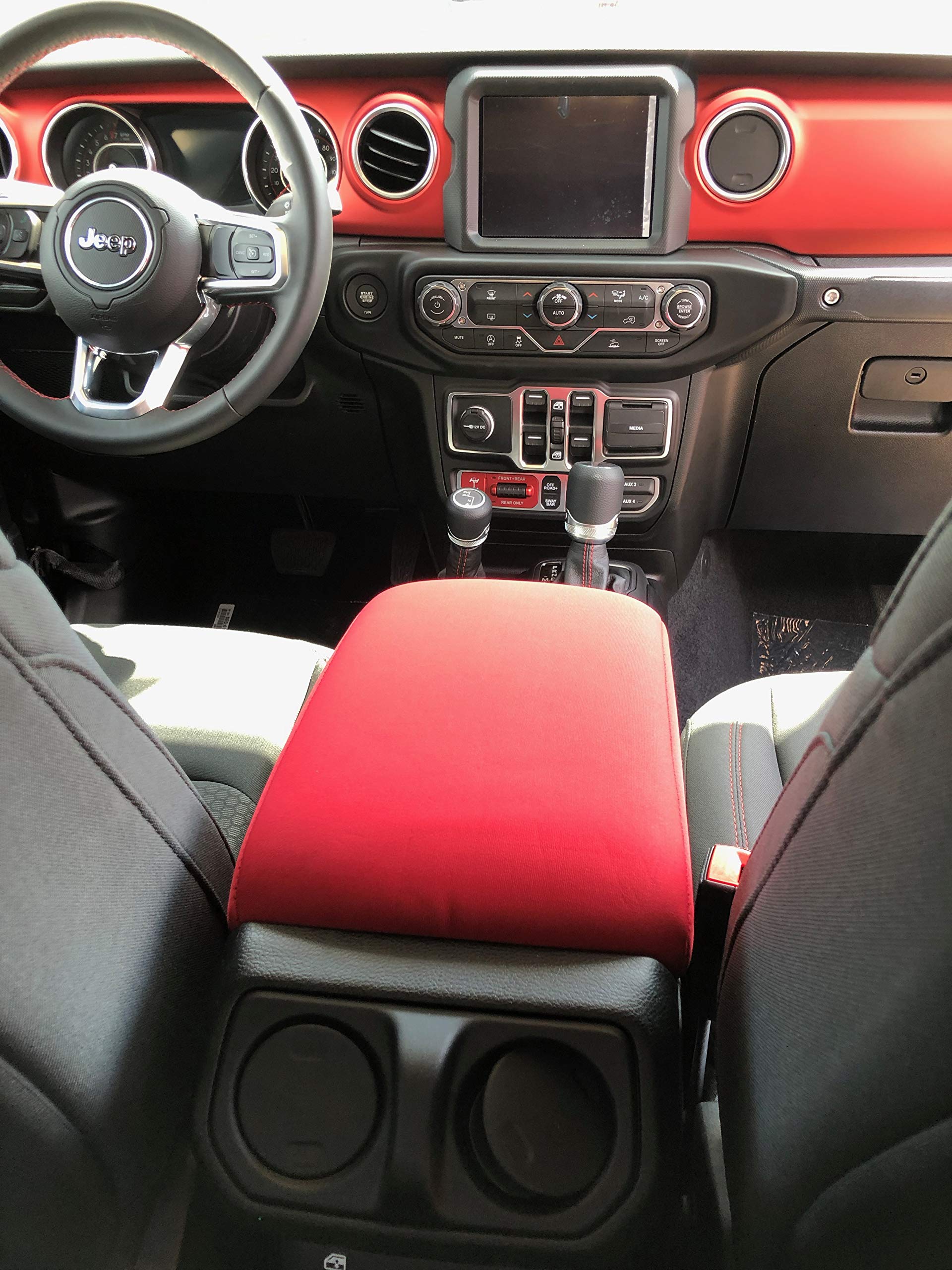 

Koverz Неопреновый чехол на консоль Подушка подлокотника с отверстием для ключа для Jeep Wrangler JL JLU Gladiator JT Sahara Sport Rubicon Unlimited Красный См. Установку