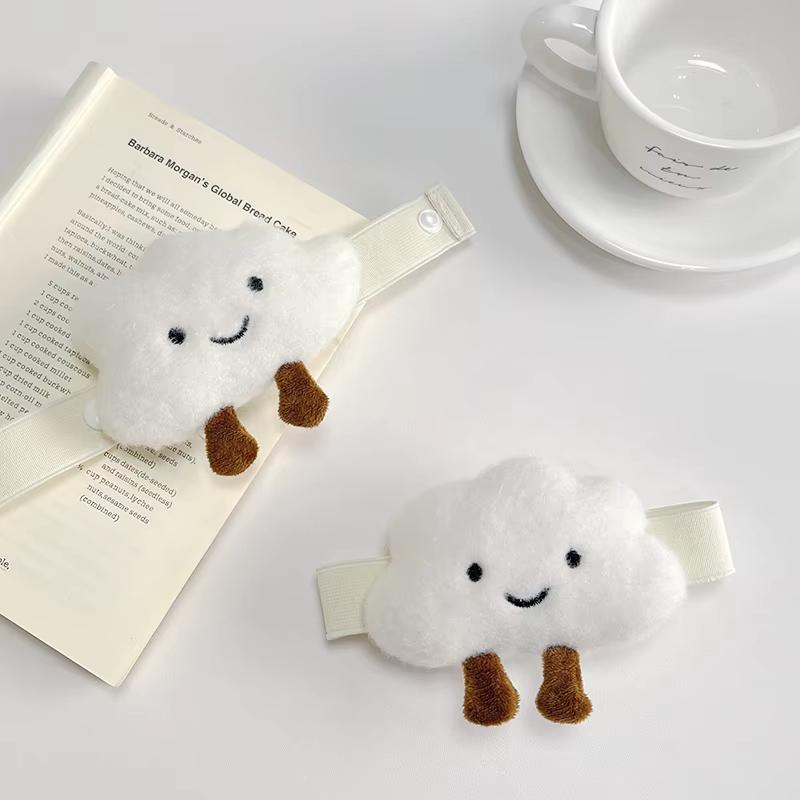 2 szt. Urocze pluszowe białe zasłony w chmurki z klamrą do zasłon do salonu i sypialni, Kawaii elastyczny sznurek z kołnierzykiem, Dekoracja domu