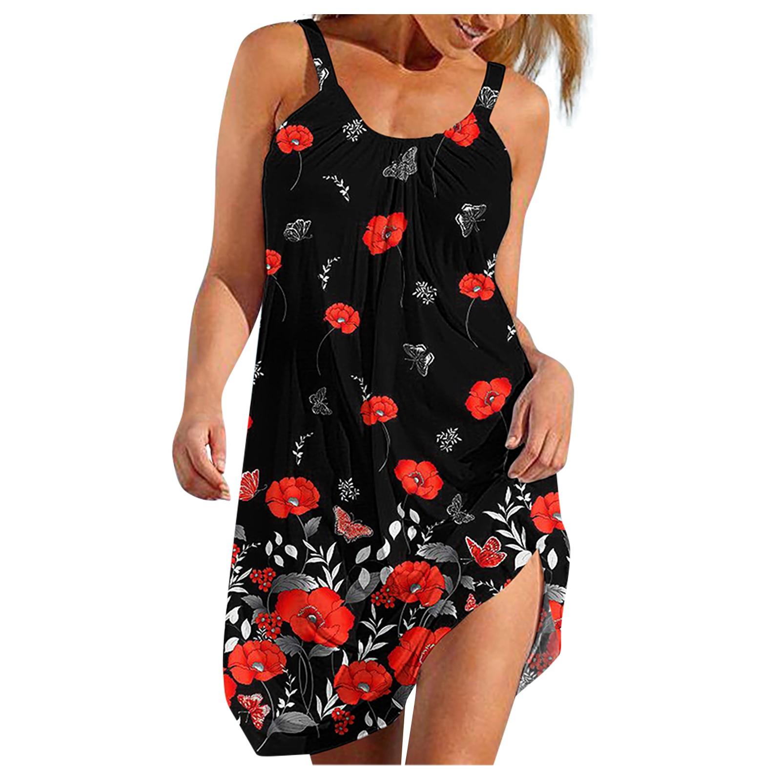 Женское повседневное пляжное платье в стиле бохо с цветочным принтом — фото 3