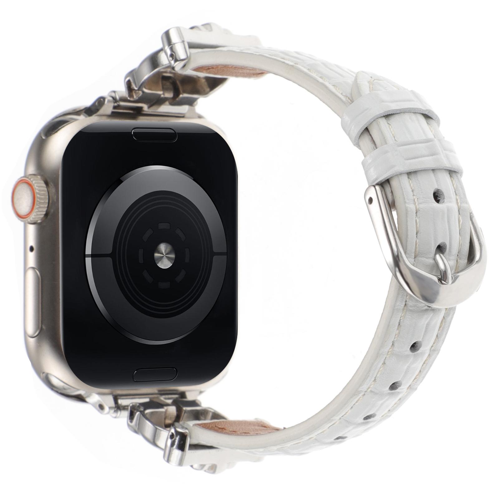 

Для Apple Watch Series 10 46мм/Ultra 2 Ultra 49мм/9 8 7 45мм/SE (2023) SE (2022) SE 6 5 4 44мм/3 2 1 42мм Ремешок для часов Silver/White