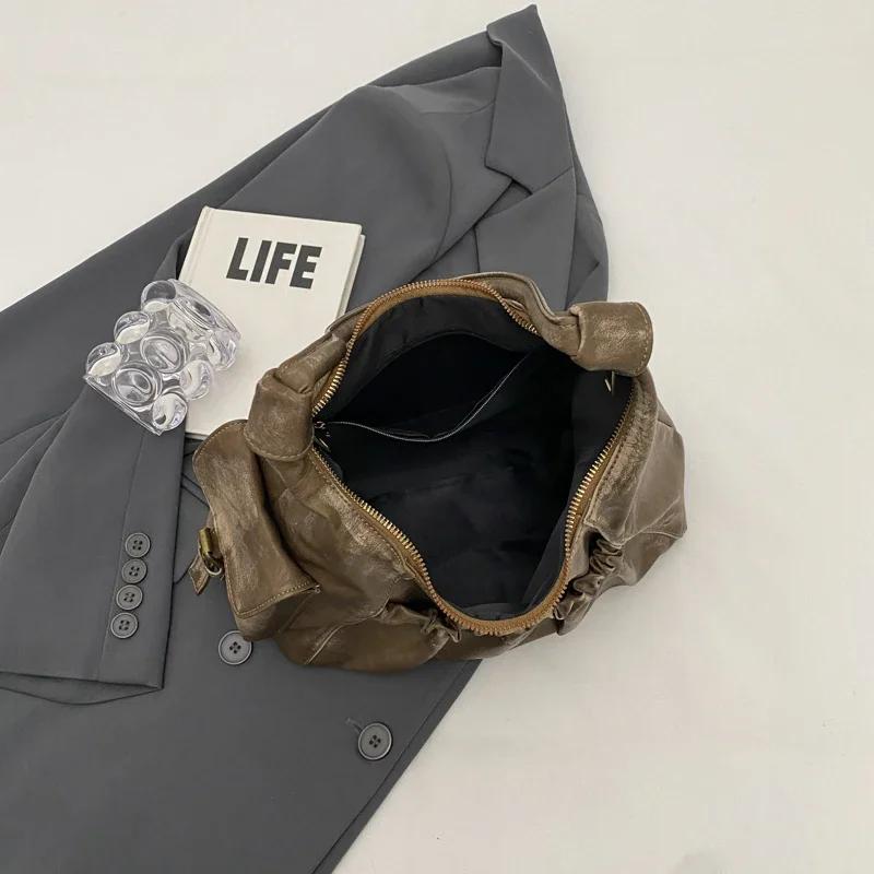 Como a imagemLEFTSIDE-Bolsas de couro retrô para mulheres, bolsas de ombro vintage, bolsas e bolsas, a mais recente bolsa