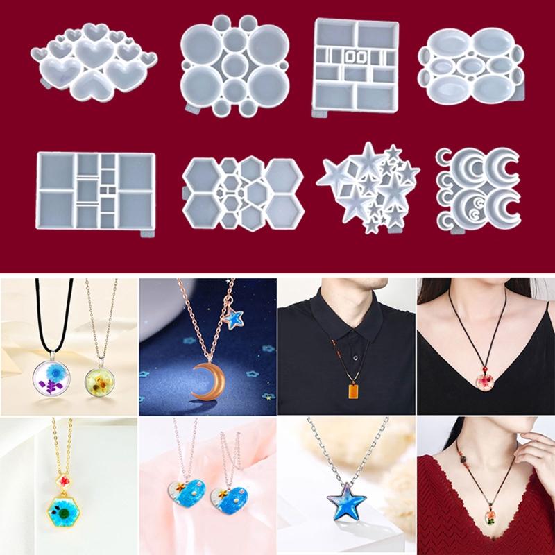 Star Love Moon Pendant Necklace Silicone Mold with Hole for DIY Necklace Crystal Mold Craft Jewelry Making Earring