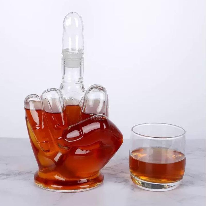 1000ml Finger Shape Whiskey Decanter Middle Finger Design Liquor Scotch Bourbon Alcohol Bottle Unique Bar Party Decor Gift