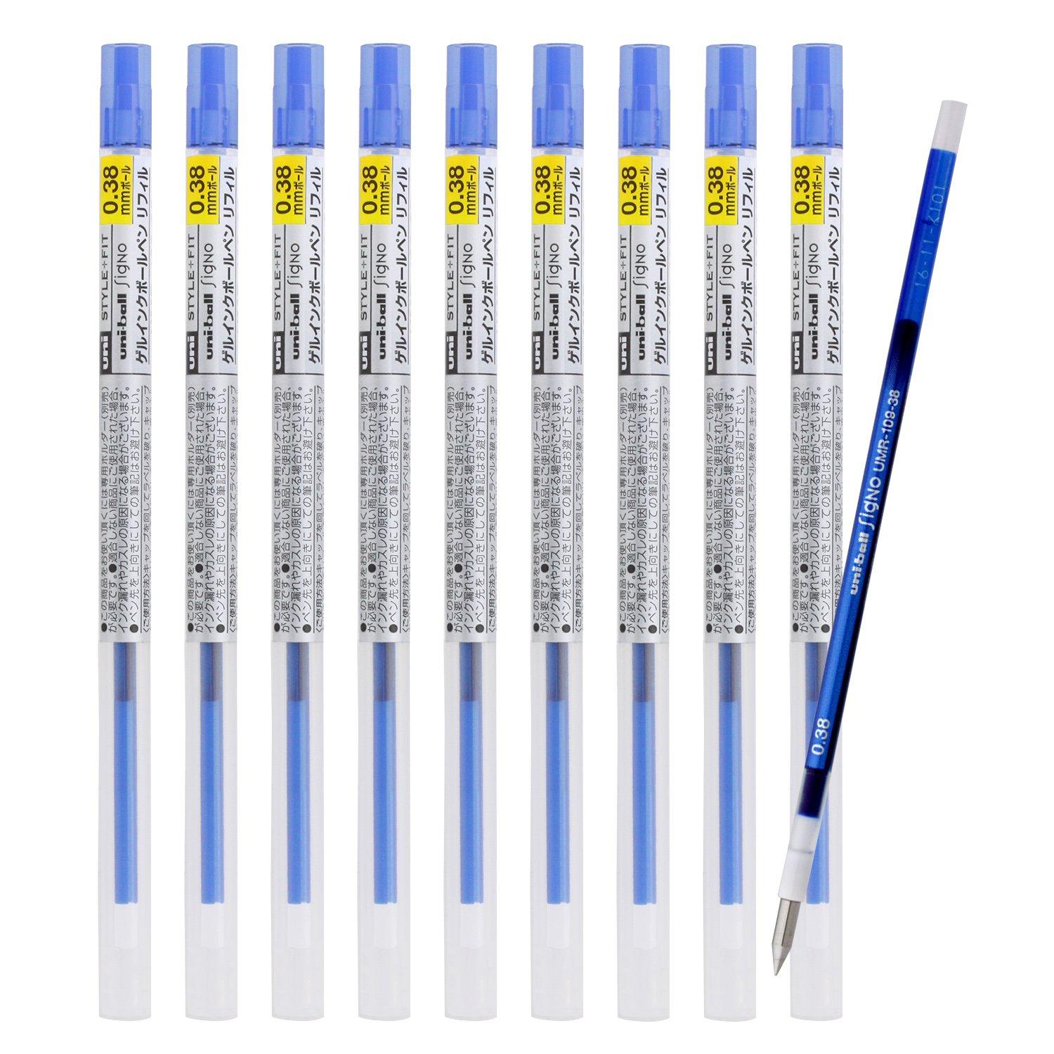 Стержни для шариковых ручек Mitsubishi Pencil Style, Подходящие, 0,38 мм, Синие, Упаковка 10 шт., UMR10938.33