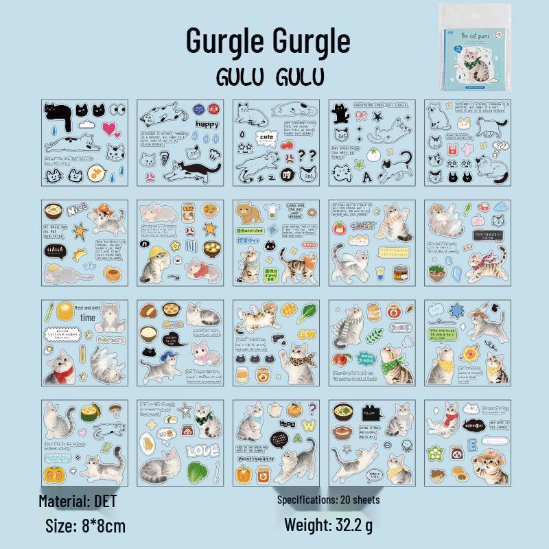 Language and Leisure: Cute Cat Pattern Decorative Sticker Book for Pets