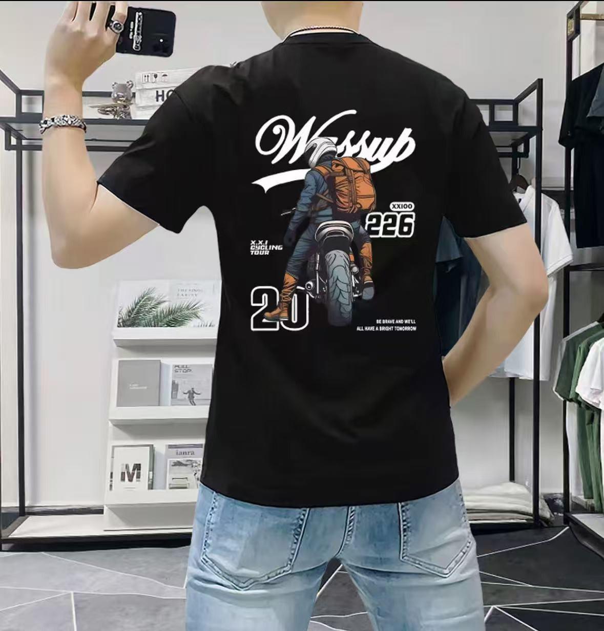 

Men s Japanese Style Cartoon Round Neck Slim Fit T-shirt - 260g Pure Cotton, Summer Casual 4XL