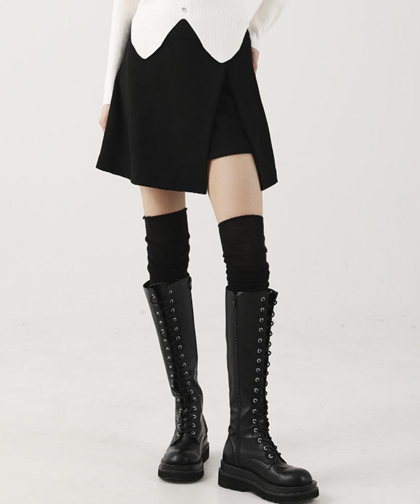 Urban Dress Suede Chic Slit Mini Skirt Khaki